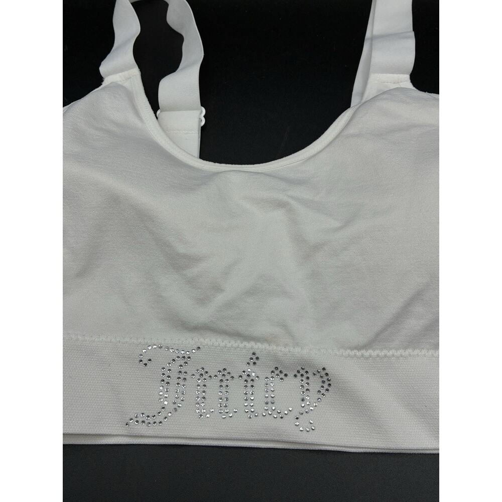 Juicy Couture White Sports Bra/Bralette Rhinestones & Padded Size 1X - Picture 2 of 6